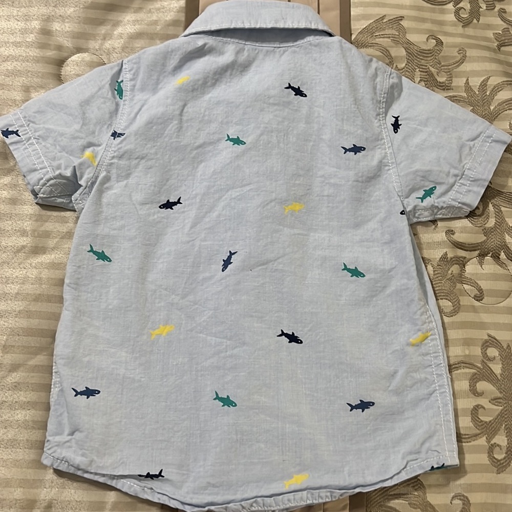 Carters Boys Toddlers Button Down Shirt & Shorts 100% Cotton 12 Mos - Picture 4 of 7